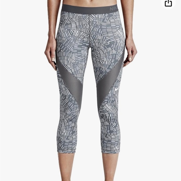 Nike Womens Pro Hypercool Tidal Multi Training Capri Dark Grey/Cool Grey Size L - Picture 1 of 10